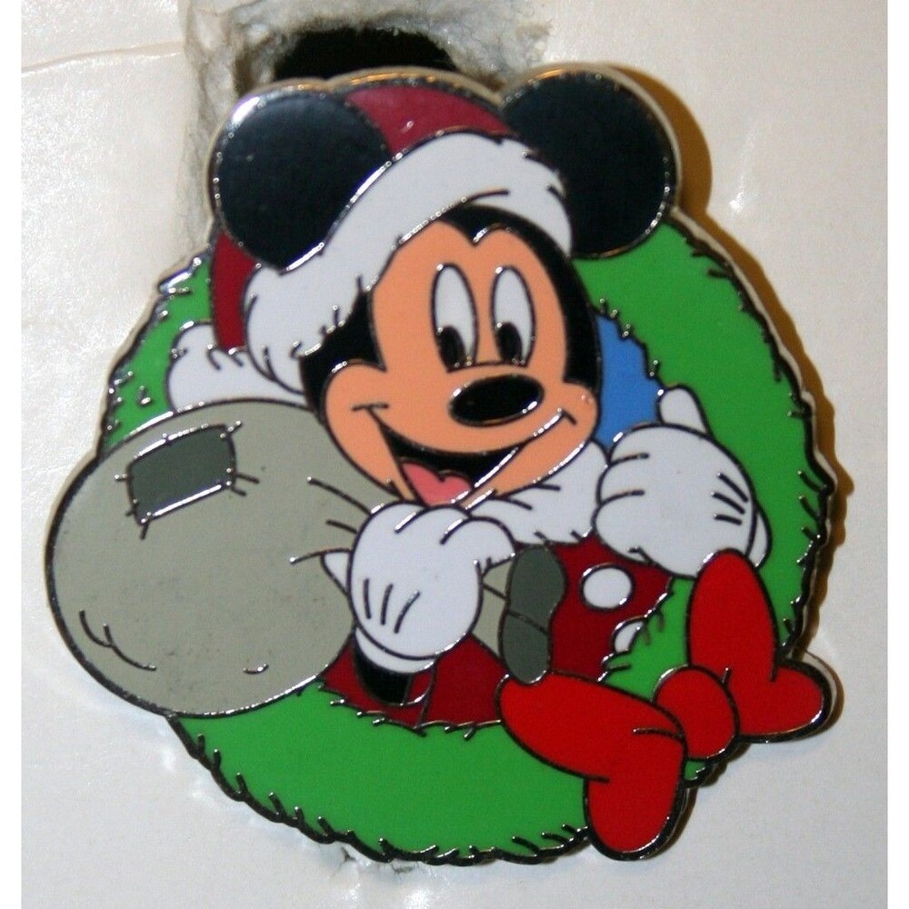 Mickey Mouse Wreath with Santa Hat & Bag - ERROR Pin